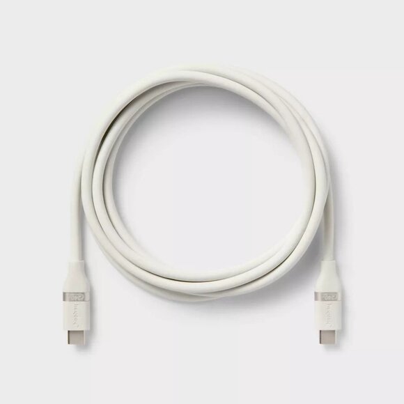 Heyday White 6' USB-C to USB-C Fast Charging Silicone Cable | Stocking Stuffer - Picture 2 of 5